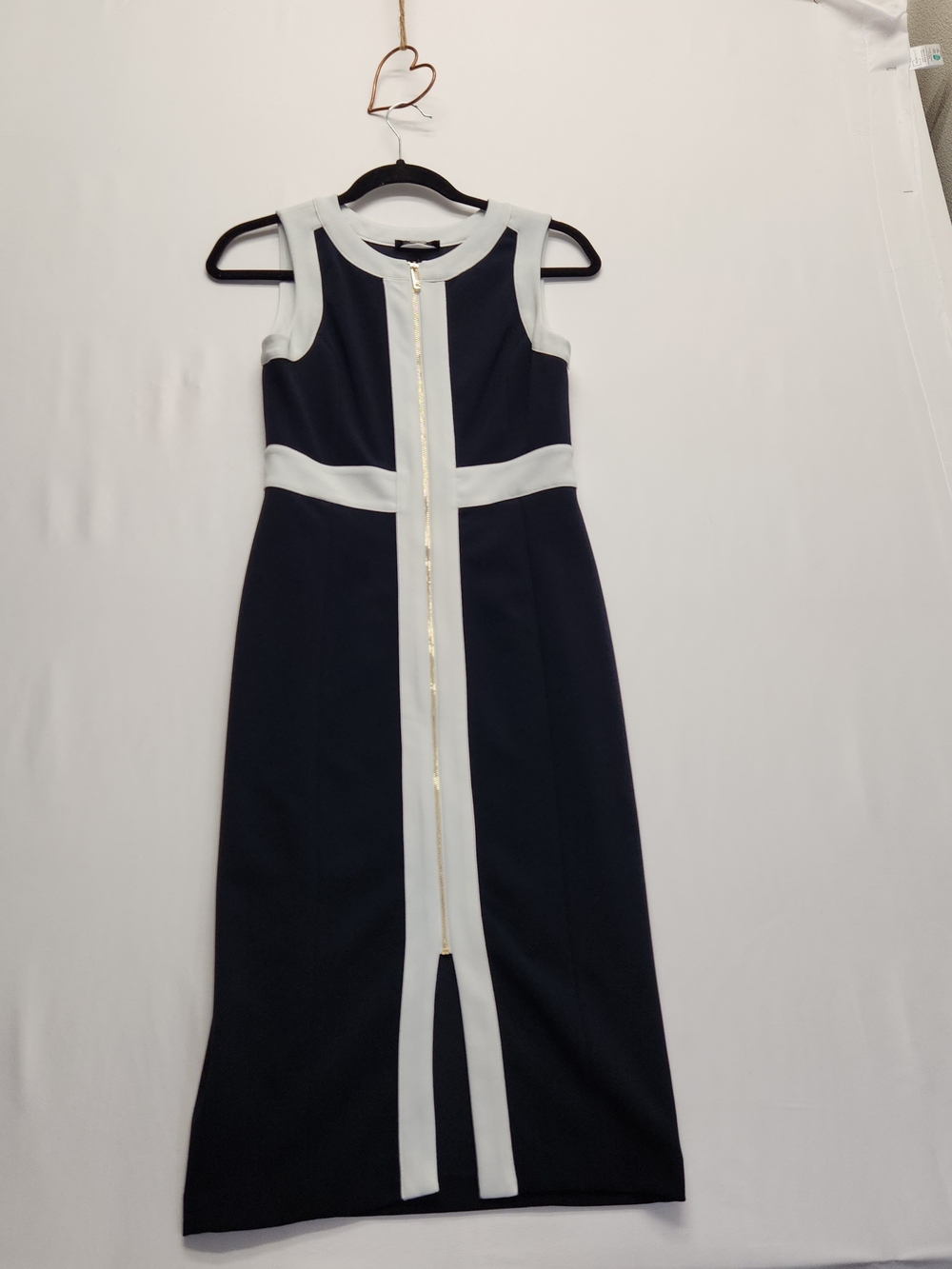 ⭐️Tommy Hilfiger Scuba Sheath Dress Navy White Colorblock Zip Front Size 2